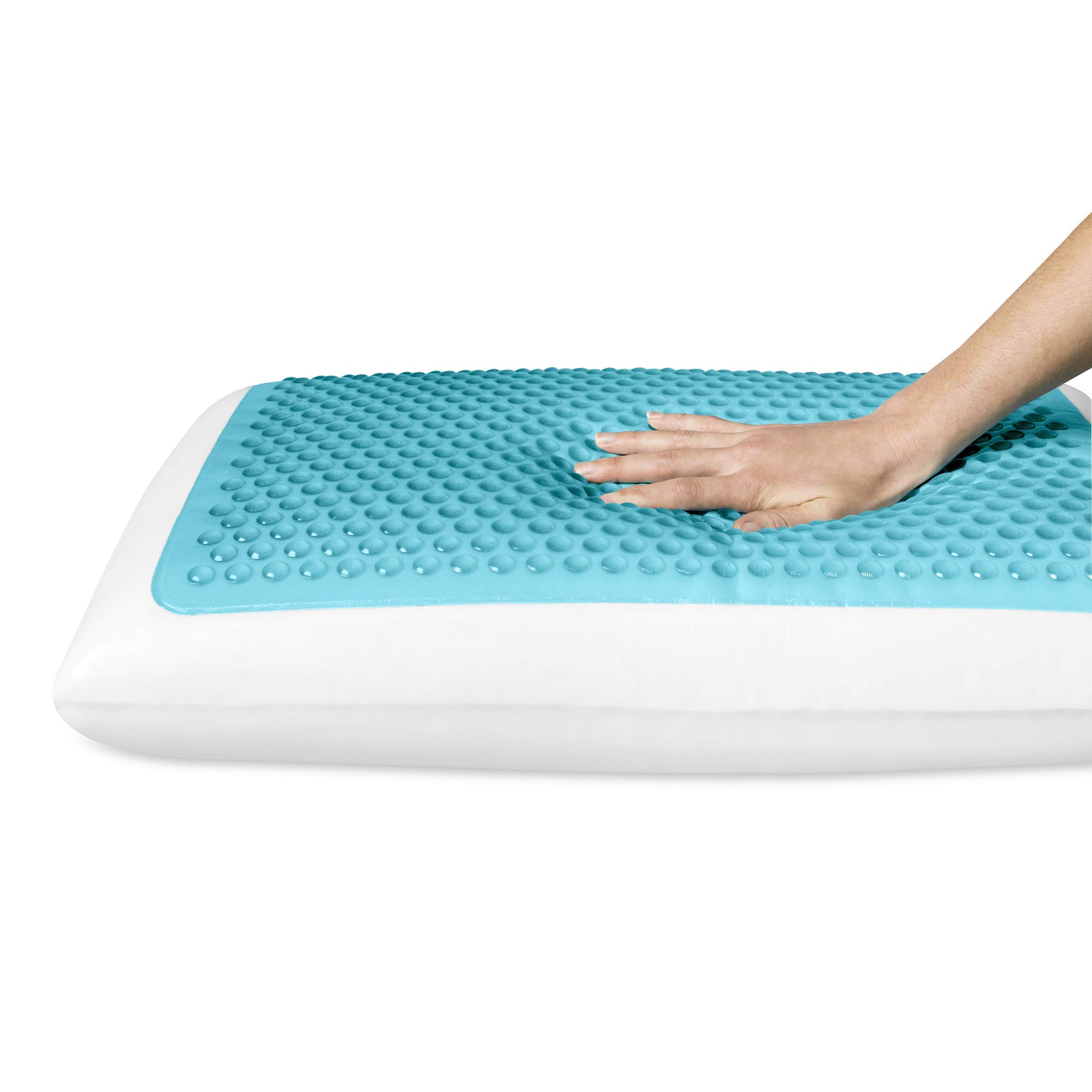 Comfort Revolution Blue Bubble Gel + Memory Foam Pillow, Standard (Pack of 1), White - Image 5