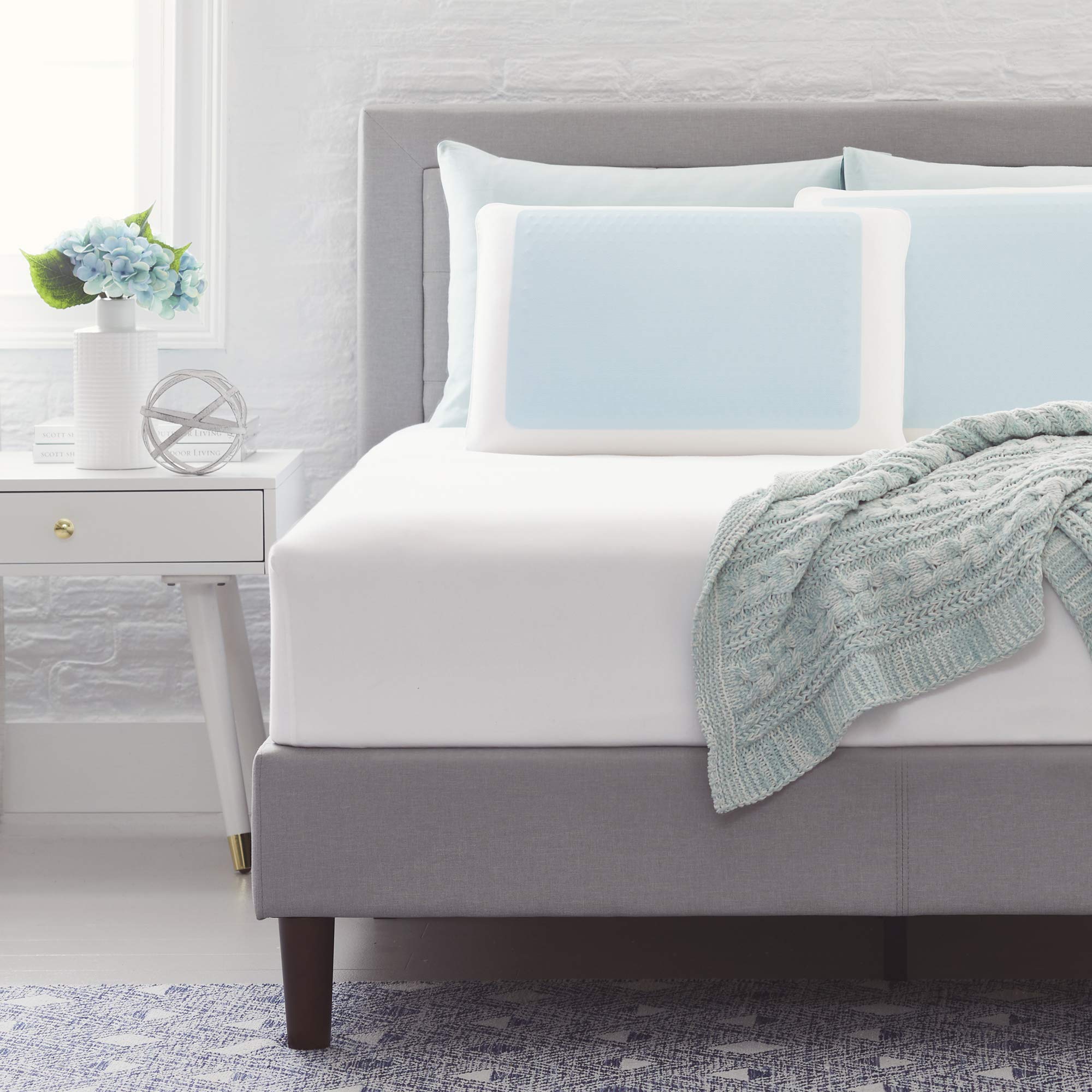 Comfort Revolution Blue Bubble Gel + Memory Foam Pillow, Standard (Pack of 1), White - Image 7