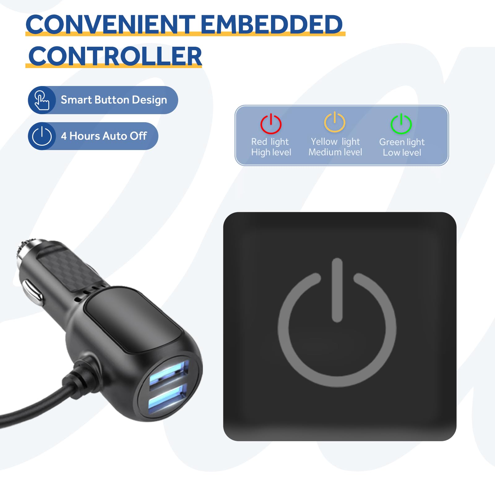 Sealy 12-Volt Heated Car Blanket with 2 USB Output Ports, 3 Heating Levels & 4 Hours Auto Off, Electric Blanket for Car, Truck, SUV, RV or Camping, Machine Washable, 59" X 43", Plaid - Image 4