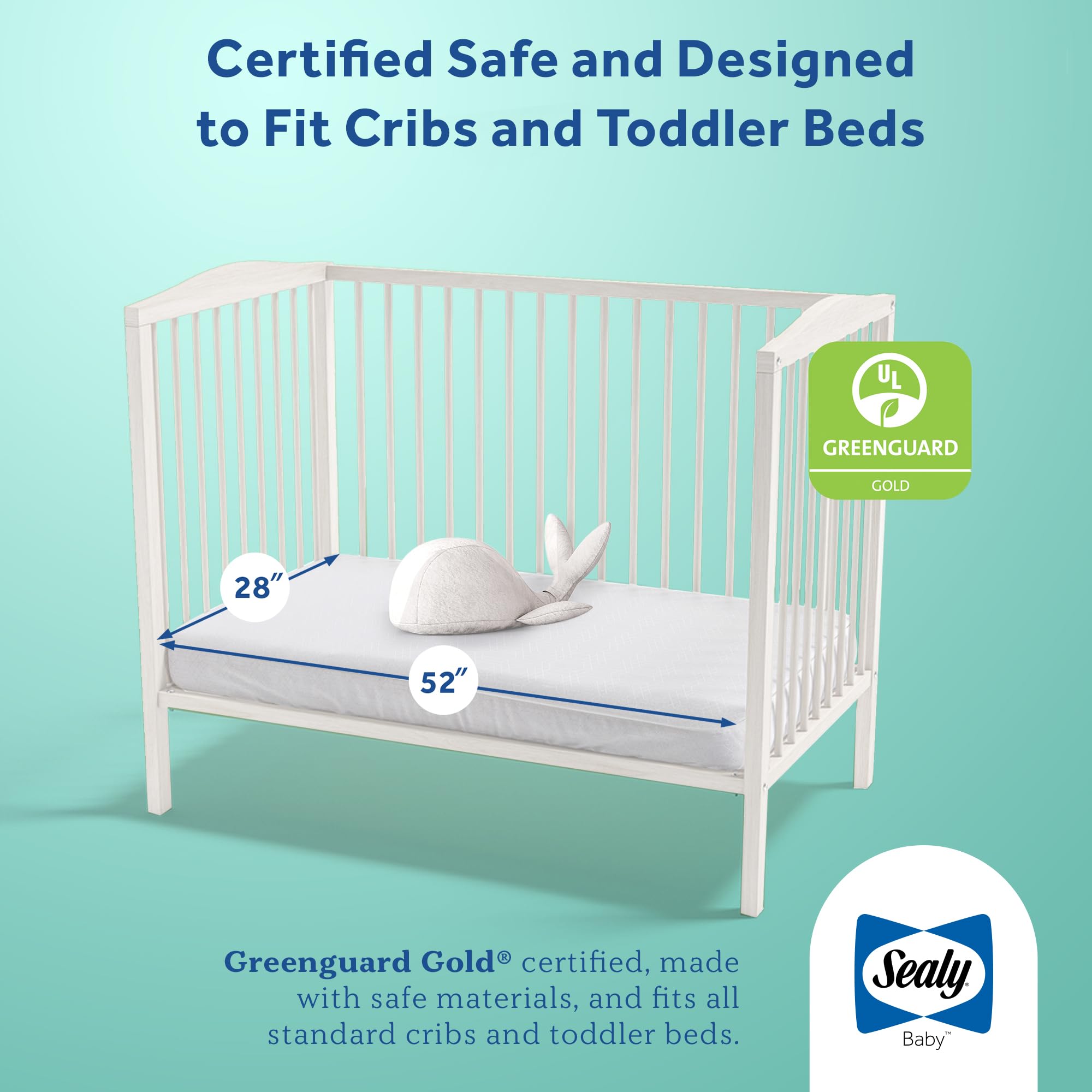 Sealy Baby Flex Cool 2 Stage Crib Mattress and Toddler Bed Mattress, Breathable Hybrid Coil Design, Waterproof Cotton Surface, GREENGUARD GOLD Certified, Standard 52x28 Size - Image 6