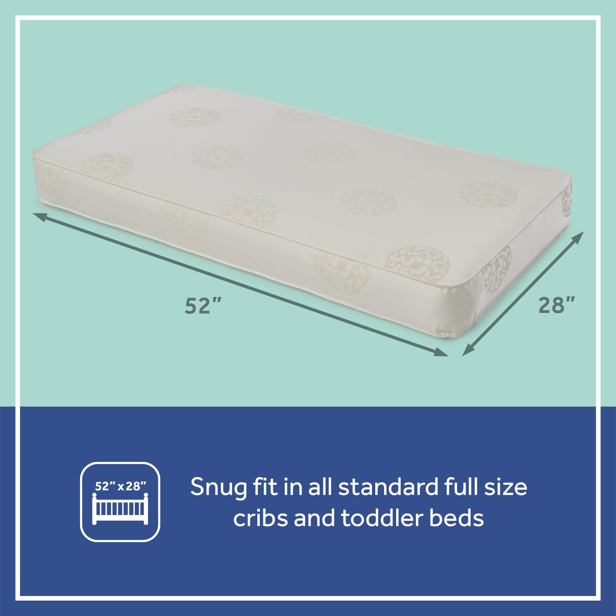 Sealy Baby Cotton Cozy Rest Breathable 2 Stage Waterproof Crib Mattress plus Toddler Bed Fit, 204 Coils & Soft Coton Cover, GREENGUARD Gold Certified, Safety & Quality Tested, Made in USA, 52"X28" - Image 3