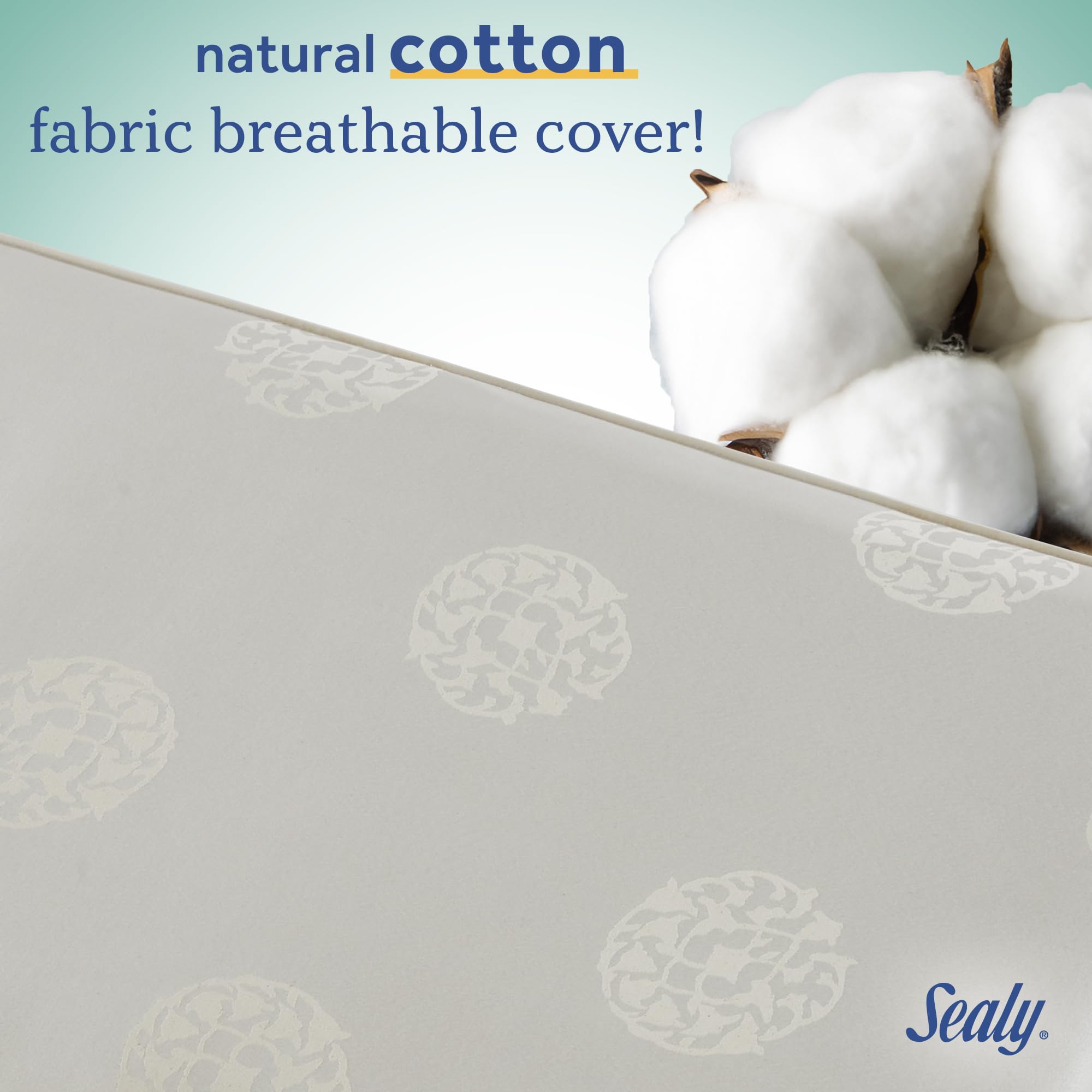 Sealy Baby Cotton Cozy Rest Breathable 2 Stage Waterproof Crib Mattress plus Toddler Bed Fit, 204 Coils & Soft Coton Cover, GREENGUARD Gold Certified, Safety & Quality Tested, Made in USA, 52"X28" - Image 8