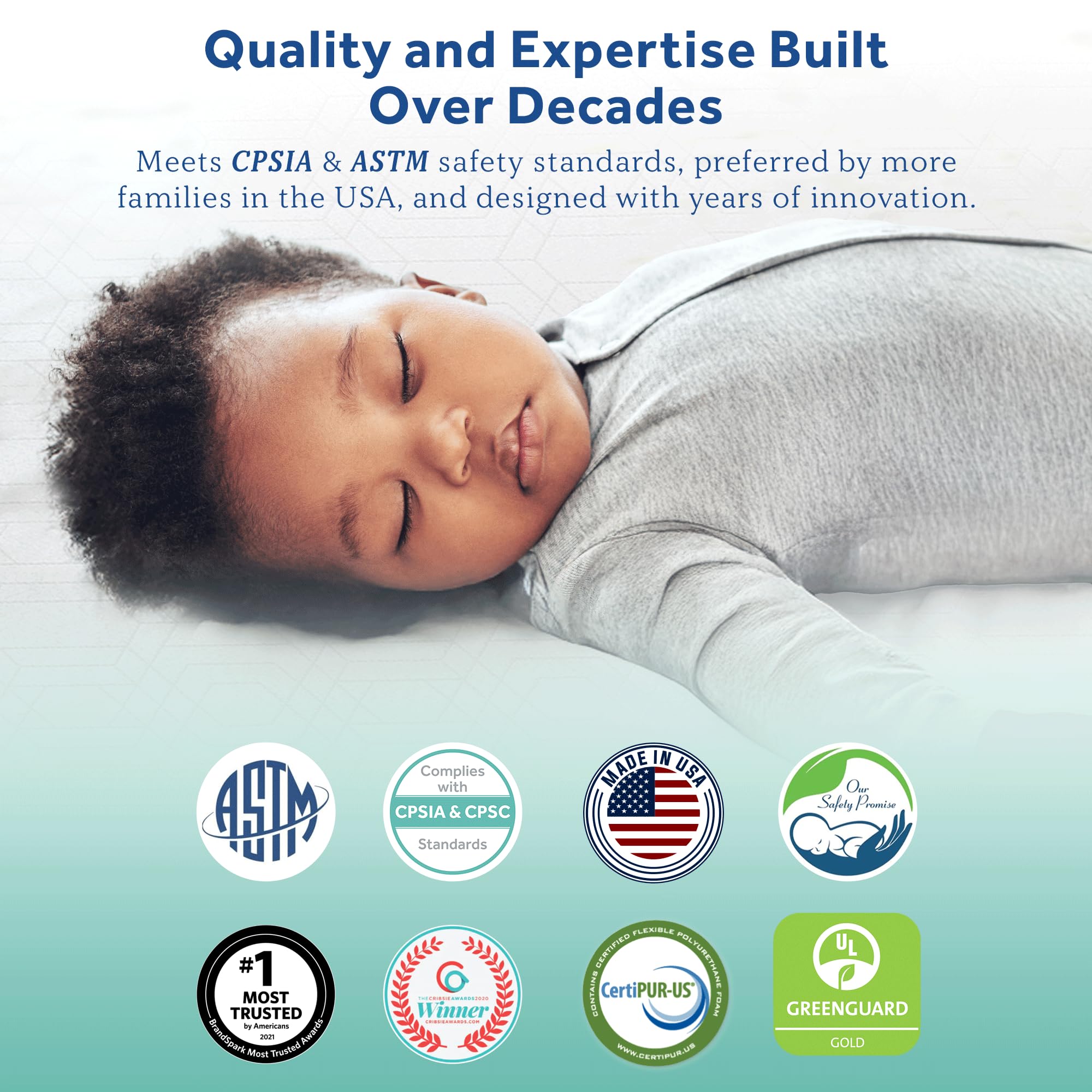 Sealy Baby Posturepedic Grow Breathable 2 Stage Waterproof Crib Mattress plus Toddler Bed Fit, Non Toxic Cotton Cover, GREENGUARD Gold Certified, Safety & Quality Tested, Made in USA, 52"X28" - Image 7