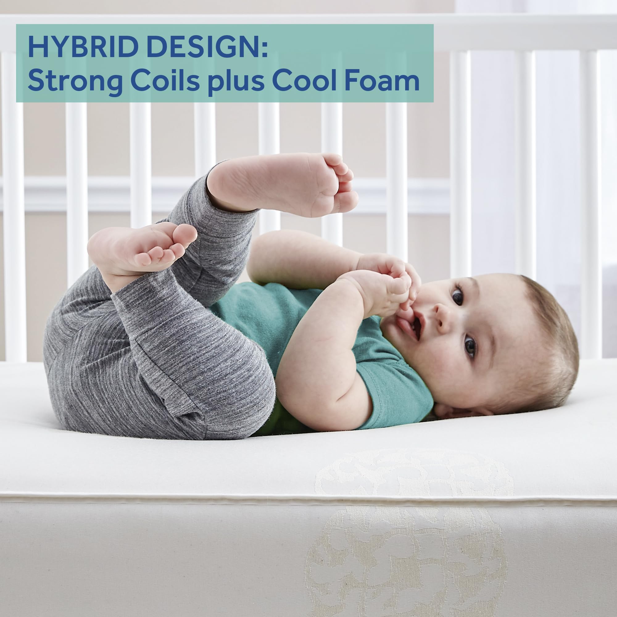 Sealy Baby Cozy Cool Hybrid Breathable Crib Mattress, GREENGUARD GOLD Certified, Made in USA, Cooling Foam, 2 Stage, Toddler Bed Fit, 204 Coils & Cotton Cover, Safety & Quality Tested, 52x28" - Image 8