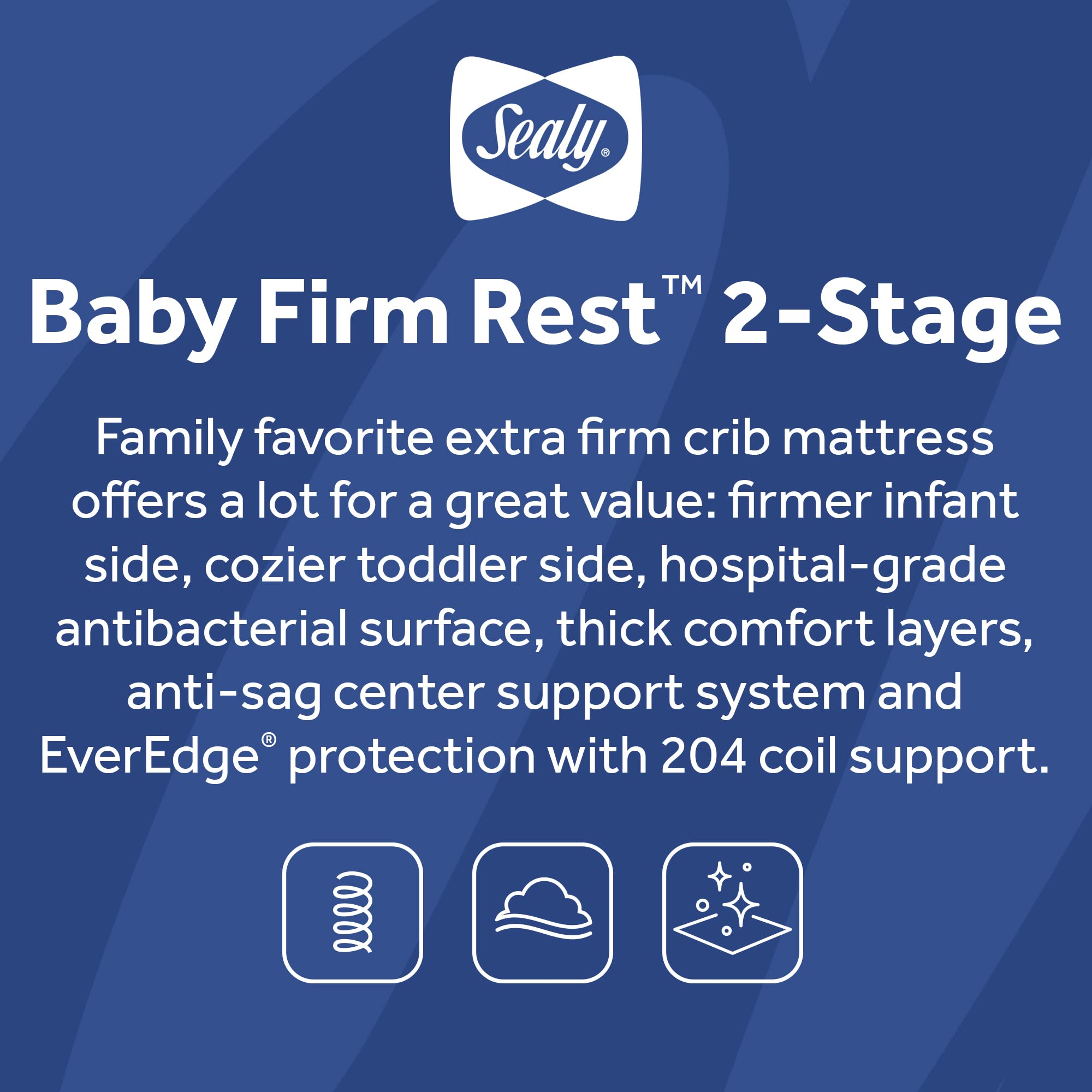 Sealy Baby Firm Rest Antibacterial 2 Stage Waterproof Crib Mattress plus Toddler Bed Fit, 204 Steel Coils, Non Toxic, GREENGUARD Gold Certified, Safety & Quality Tested, Made in USA, 52"X28" - Image 11