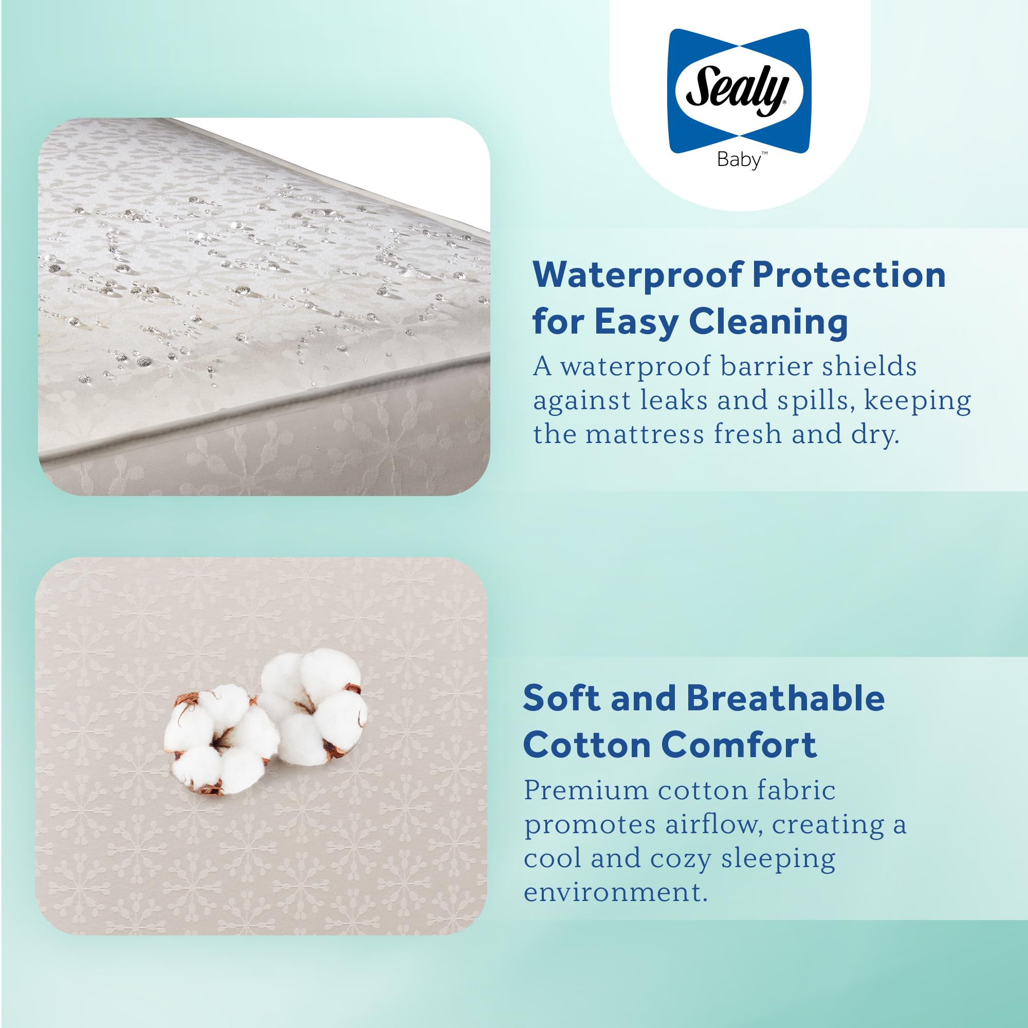 Sealy Baby Flex Cool 2 Stage Crib Mattress and Toddler Bed Mattress, Breathable Hybrid Coil Design, Waterproof Cotton Surface, GREENGUARD GOLD Certified, Standard 52x28 Size - Image 3