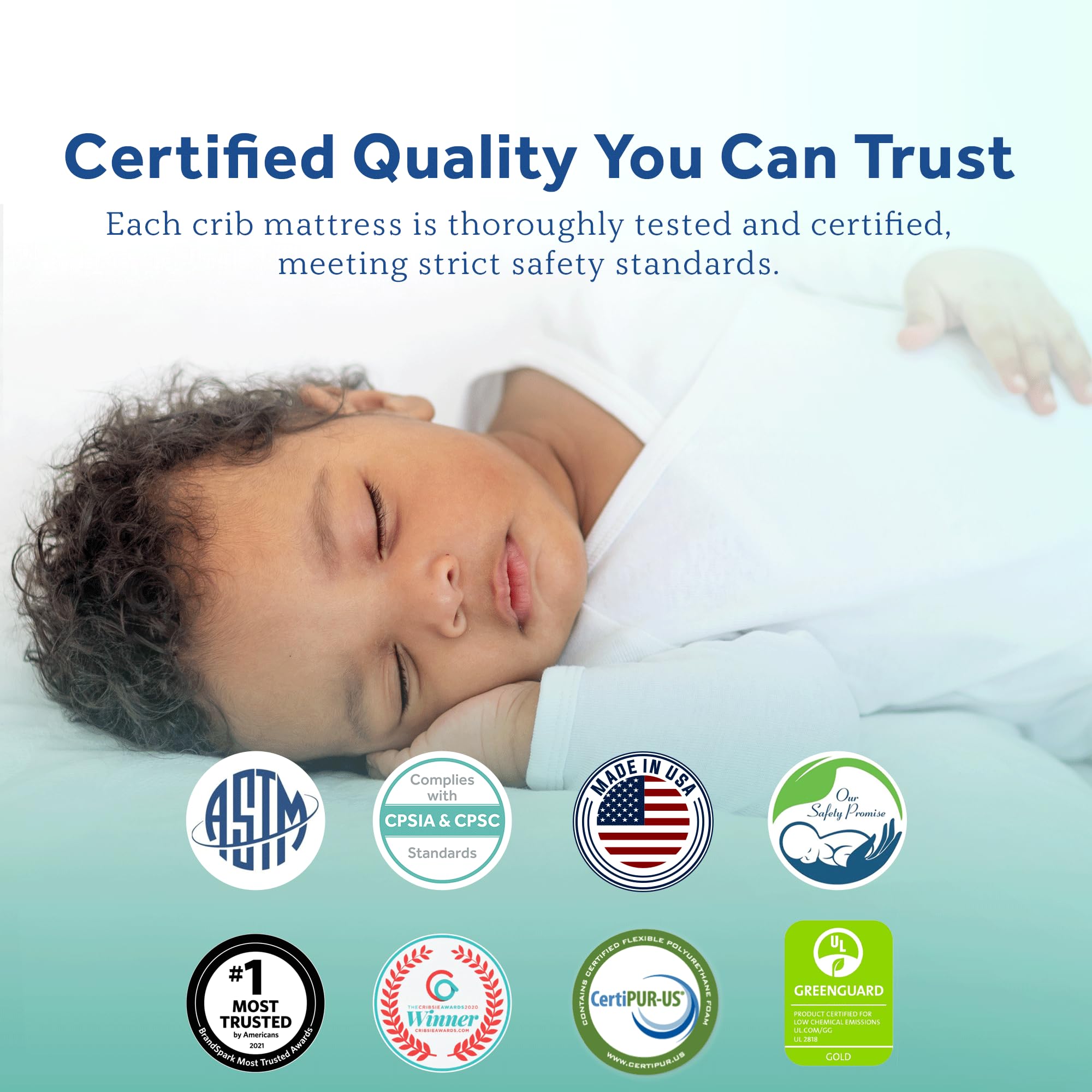 Sealy Baby Cool Comfort Breathable Waterproof 2 Stage Crib Mattress plus Toddler Bed Fit, Cooling Foam, Airy Cotton Cover, GREENGUARD Gold Certified, Safety & Quality Tested, Made in USA, 52"X28" - Image 5