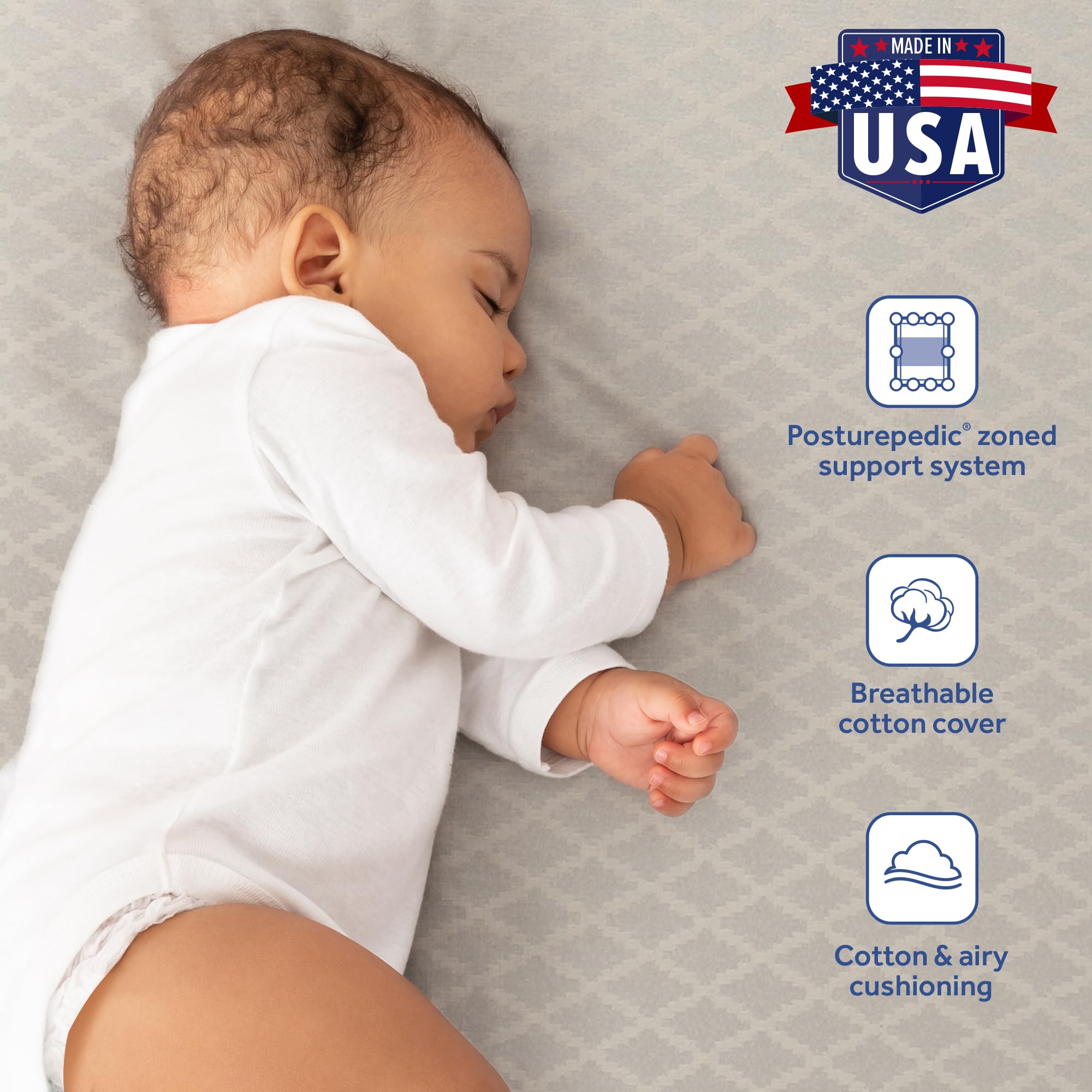 Sealy Baby Posturepedic Grow Breathable 2 Stage Waterproof Crib Mattress plus Toddler Bed Fit, Non Toxic Cotton Cover, GREENGUARD Gold Certified, Safety & Quality Tested, Made in USA, 52"X28" - Image 9