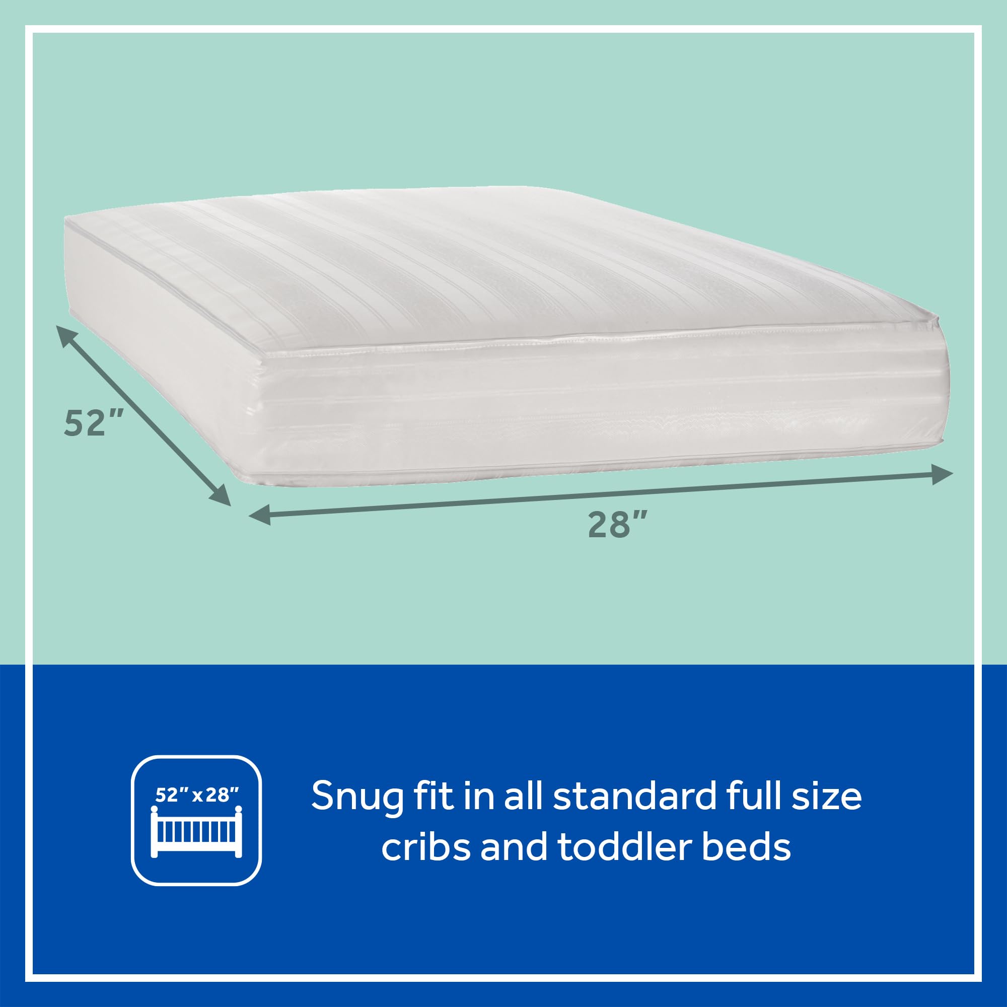 Sealy Baby Soybean 2 Stage Crib Mattress plus Toddler Bed Fit, Premium Hypoallergenic Lightweight Foam, Non Toxic, GREENGUARD Gold Certified, Safety & Quality Tested, Made in USA, 52X28" - Image 3