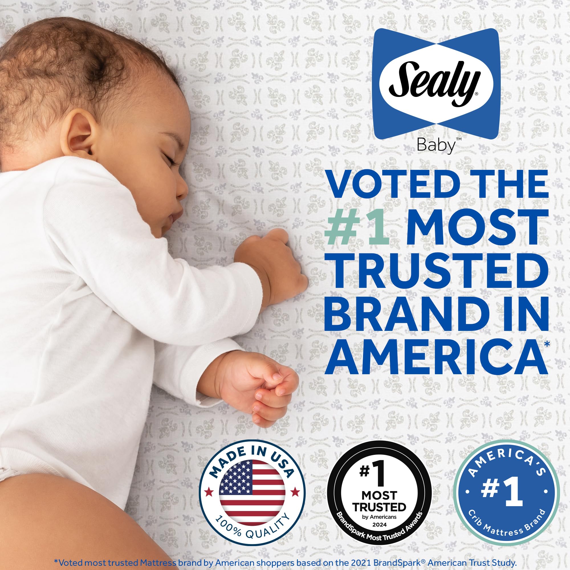 Sealy Butterfly 2-Stage Dual Firm Antibacterial Foam Baby Crib Mattress & Toddler Bed Mattress, Hypoallergenic Waterproof Memory Foam Crib Mattress, GREENGUARD GOLD Certified,Made in USA,52"x28",White - Image 10
