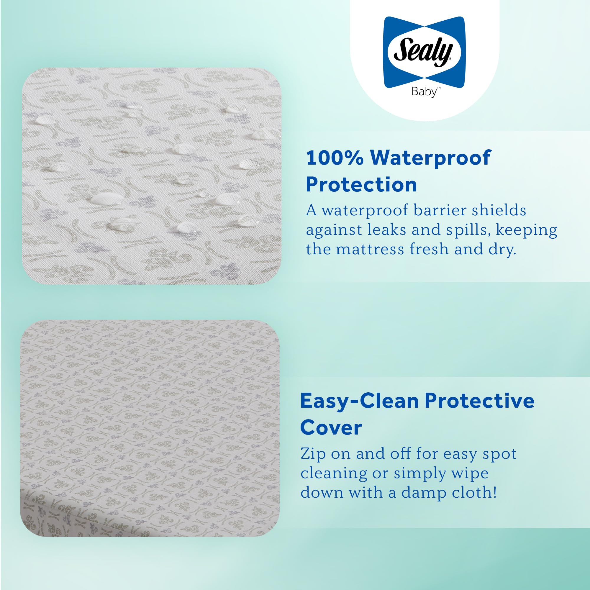 Sealy Butterfly 2-Stage Dual Firm Antibacterial Foam Baby Crib Mattress & Toddler Bed Mattress, Hypoallergenic Waterproof Memory Foam Crib Mattress, GREENGUARD GOLD Certified,Made in USA,52"x28",White - Image 4