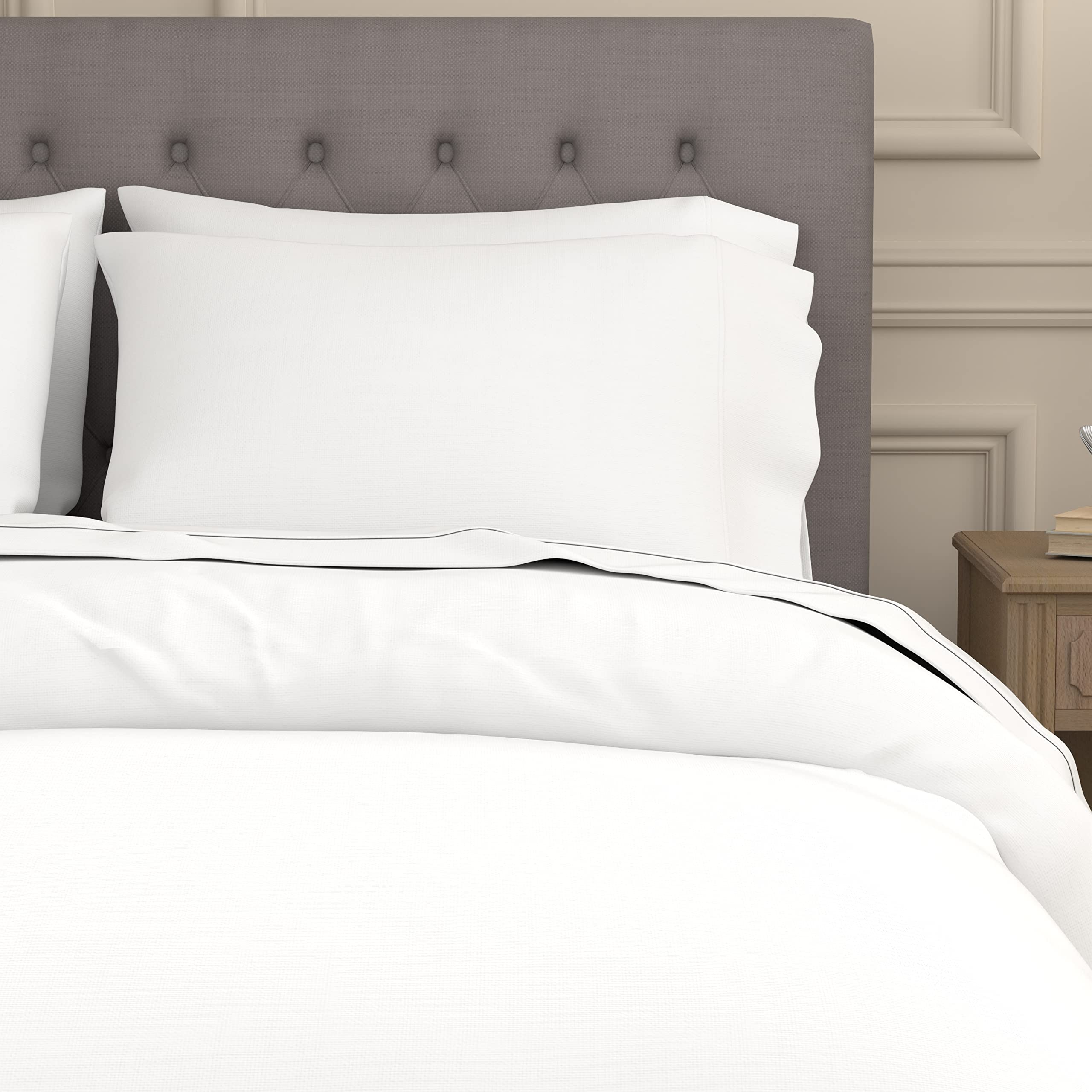 Sealy Clean Comfort 300-Thread Count Cotton Blend Sheets Set with Secure Fit Anchor Bands- Twin Size- White - Image 4