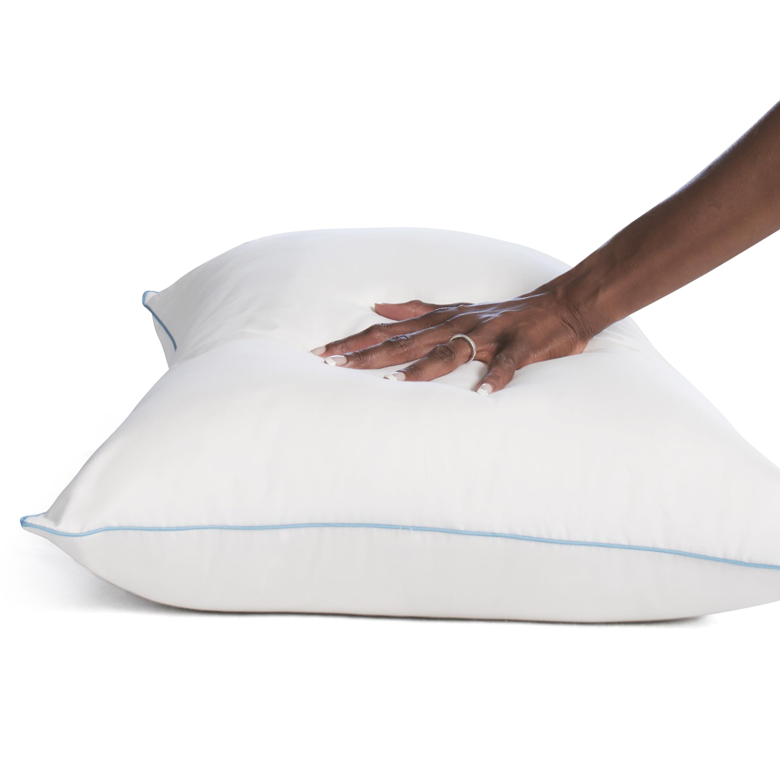 SEALY Perfect Temp Bed Pillows, Plush 100% Cotton Cover, Soft, Breathable, Temperature Balancing, Moisture Wicking, Hypoallergenic EverFluff Fiberfill, Machine Washable, Standard/Queen, White- 2 Pack - Image 4