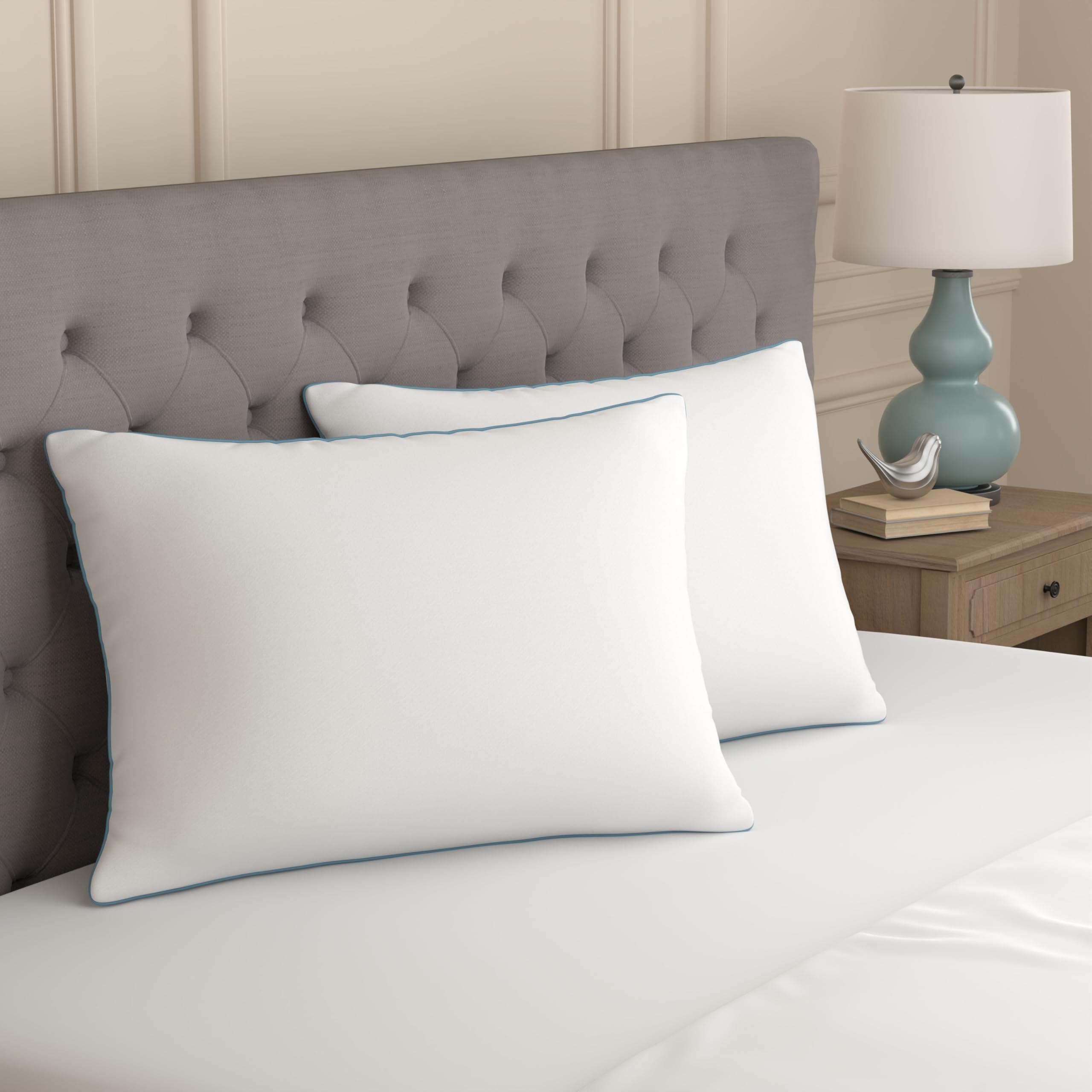 SEALY Clean Luxury Slumber Pillow, Odor Inhibiting, Cotton Cover Machine Washable, Standard/Queen, White, 2 Pack  - Image 5