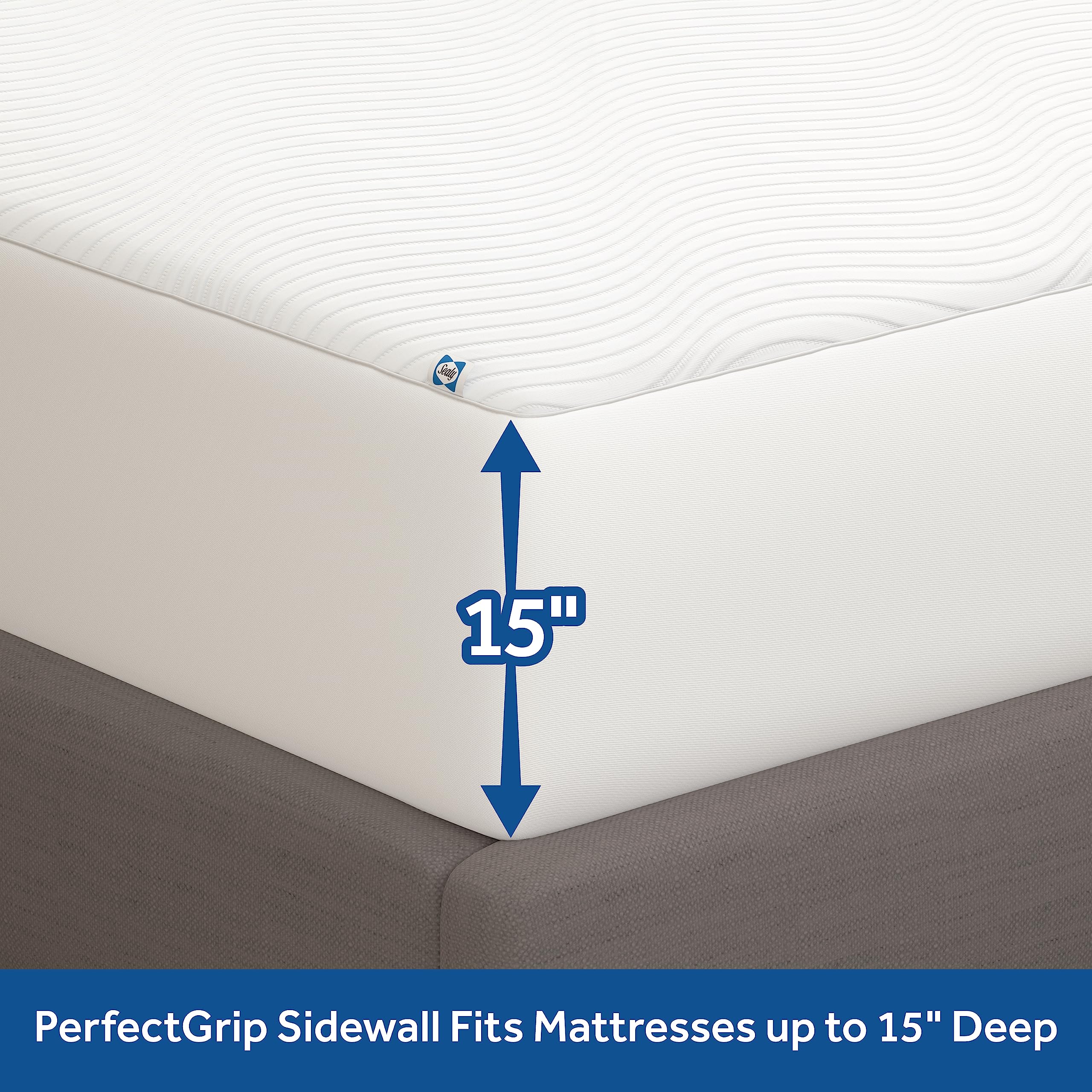 Sealy Clean Protection Waterproof Fitted Mattress Protector Queen Comfort Soft Knit Top Sidewall Mattress Cover (White) - Image 4