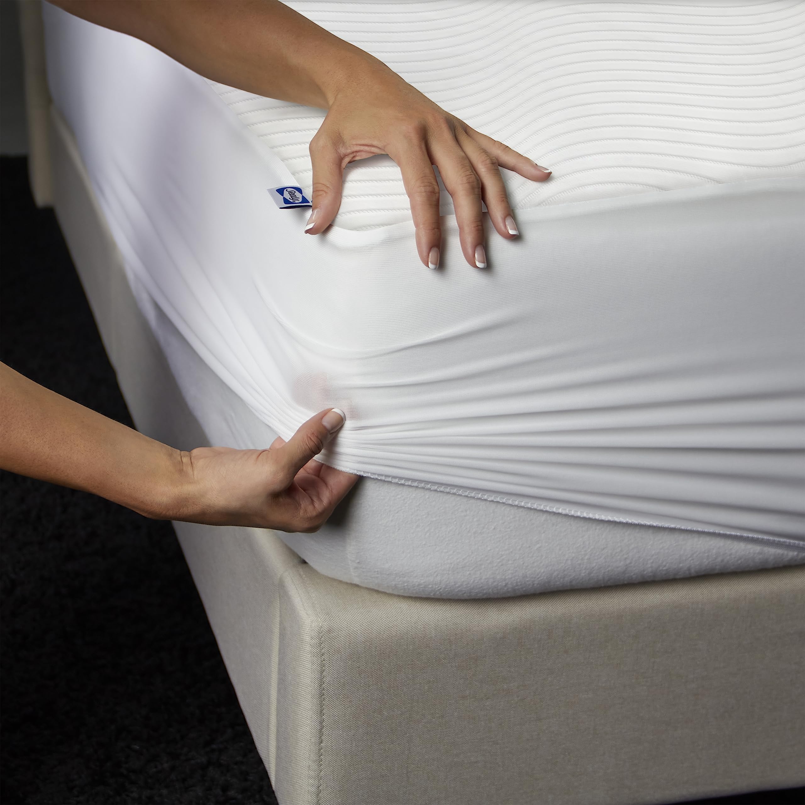 Sealy Clean Protection Waterproof Fitted Mattress Protector Queen Comfort Soft Knit Top Sidewall Mattress Cover (White) - Image 5