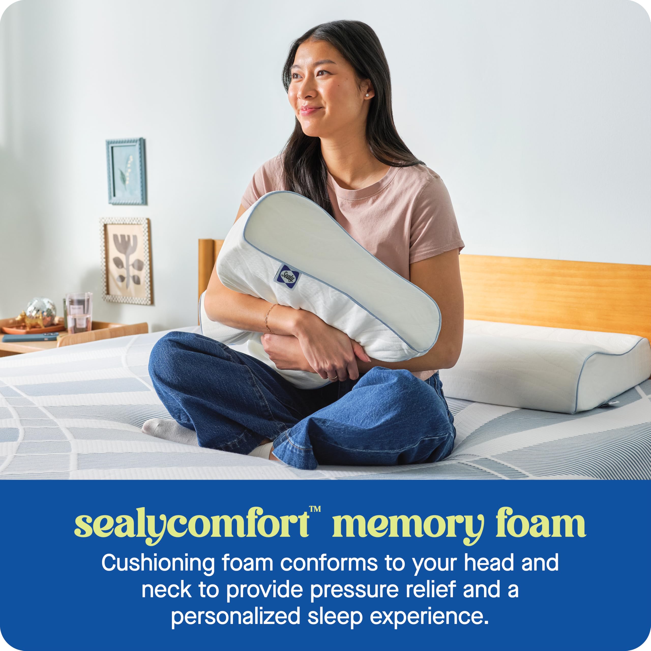 SEALY Dreamlife Standard Size Contour Memory Foam Pillow with Surface Guard Technology, Removable Machine-Washable Cover, 1 Year Limited Warranty - Image 7