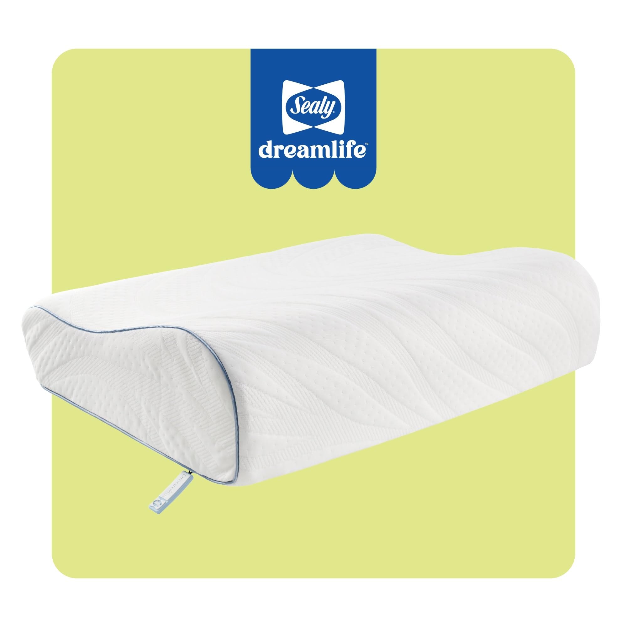 SEALY Dreamlife Standard Size Contour Memory Foam Pillow with Surface Guard Technology, Removable Machine-Washable Cover, 1 Year Limited Warranty - Image 9