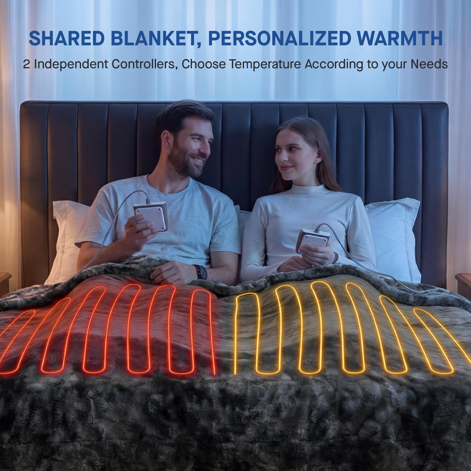 Sealy Electric Blanket Queen Size, Faux Fur & Flannel Heated Blanket with 10 Heat Setting & 1-12 Hour Auto Shut Off, Fast Heating Blanket, Machine Washable, Grey, 84 x 90 Inch - Image 5