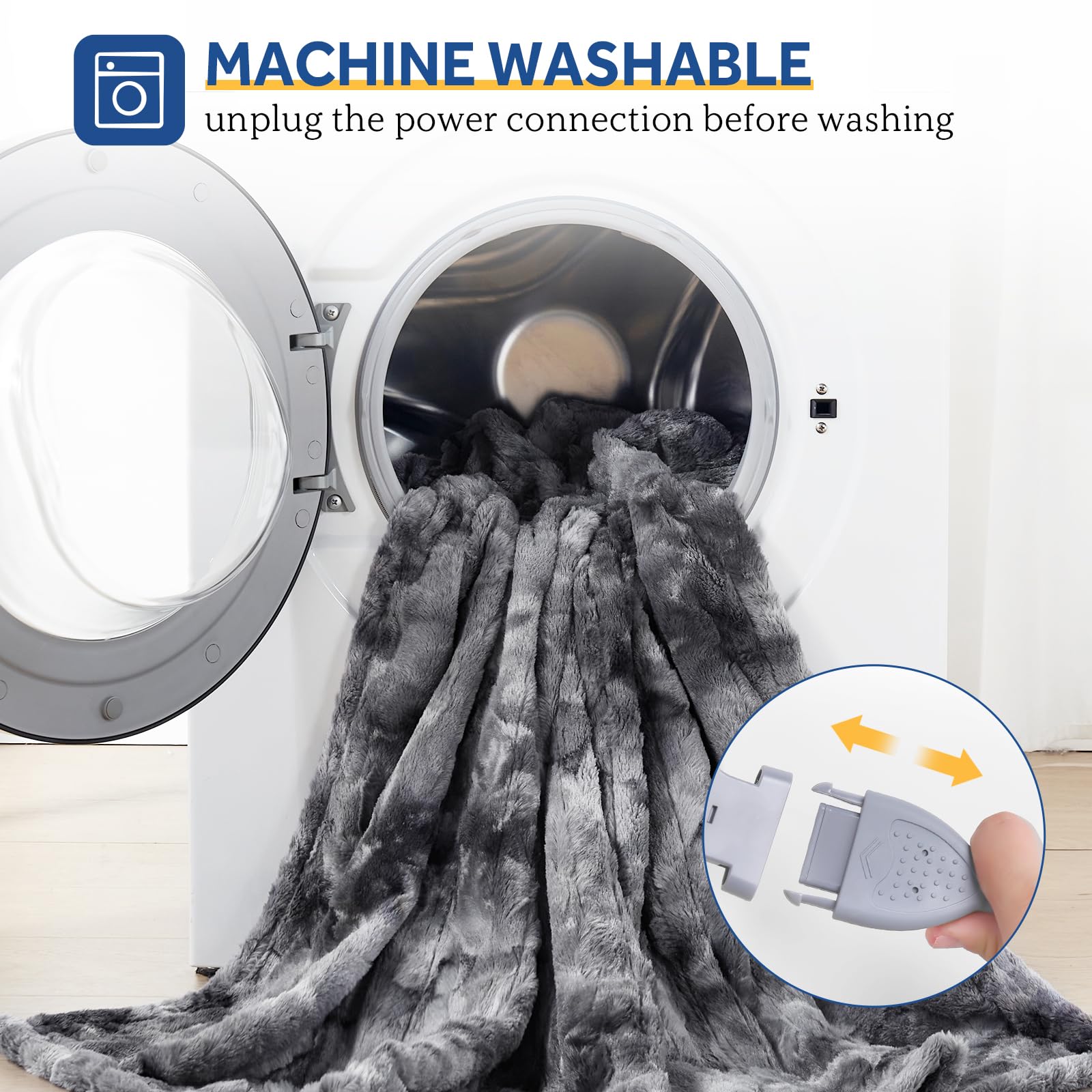 Sealy Electric Blanket Queen Size, Faux Fur & Flannel Heated Blanket with 10 Heat Setting & 1-12 Hour Auto Shut Off, Fast Heating Blanket, Machine Washable, Grey, 84 x 90 Inch - Image 8