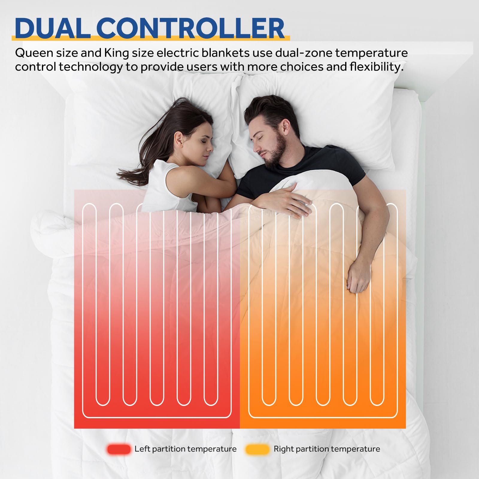 SEALY Electric Blanket Queen Size, Soft Ribbed Flannel to Sherpa Reversible Heated Blanket with Dual Control 10 Heat Settings & 1 to 12 Hours Auto-Off 84"x90" Machine Washable, Light Grey - Image 4