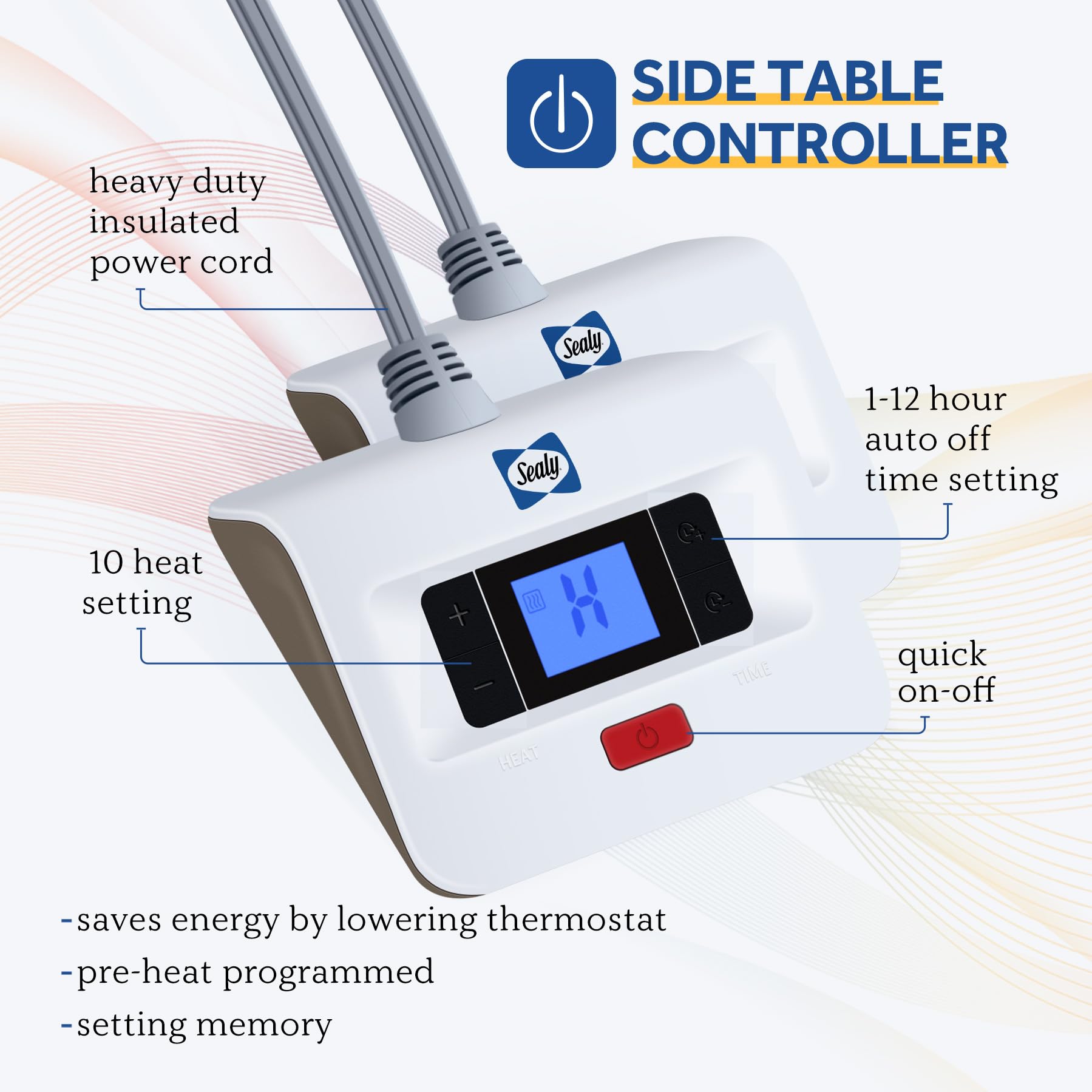 SEALY Electric Blanket Queen Size, Soft Ribbed Flannel to Sherpa Reversible Heated Blanket with Dual Control 10 Heat Settings & 1 to 12 Hours Auto-Off 84"x90" Machine Washable, Light Grey - Image 5