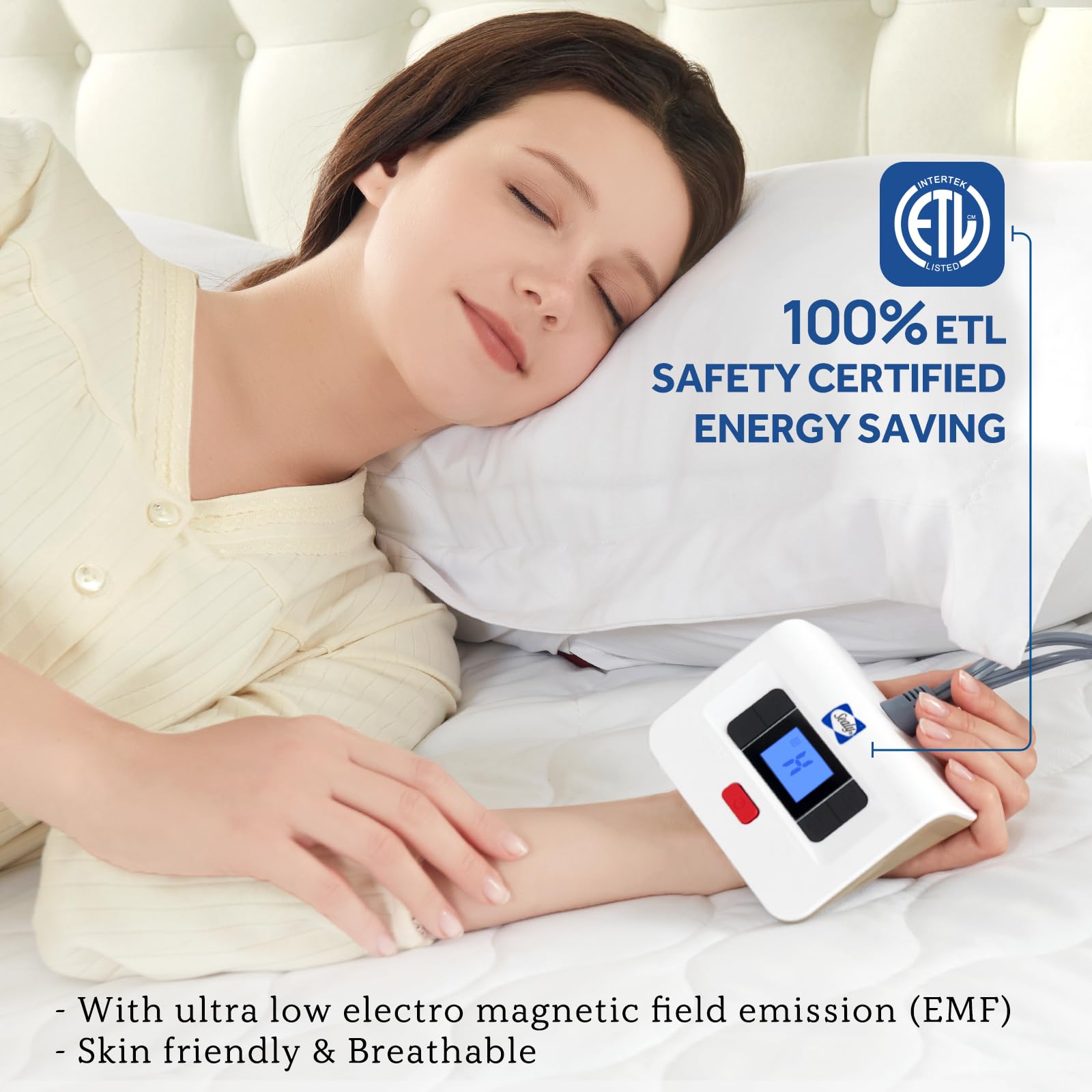 Sealy Heated Mattress Pad Queen Size, Luxury Quilted Electric Bed Warmer with Dual Controller 10 Heat Settings & Auto Off 1-12 Hours | Fit Up to 17" Deep Pocket | ETL Certified | Machine Washable - Image 9