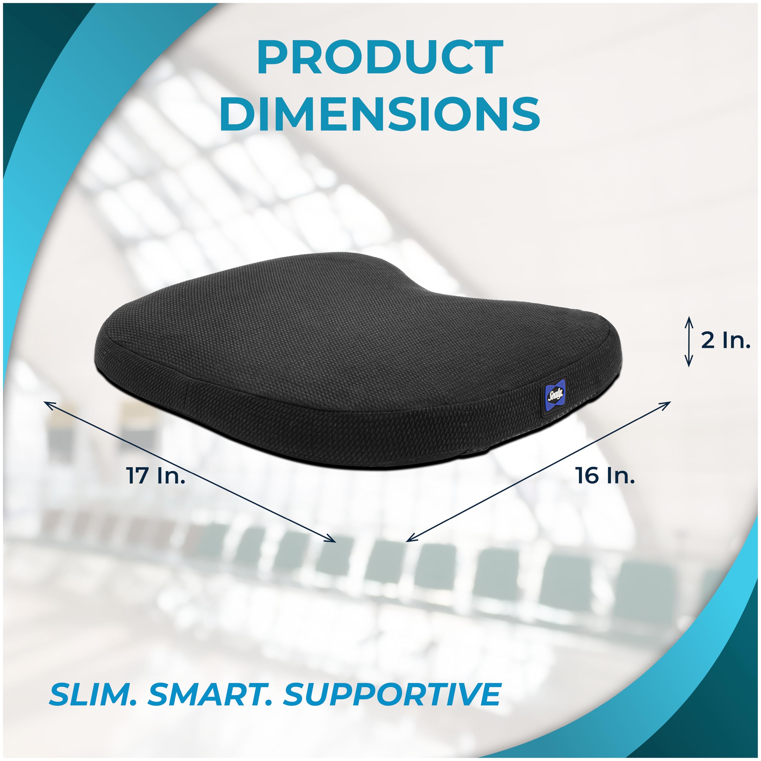 Sealy Memory Foam Car Seat Cushion – Gel Seat Cushions for Office Chairs, Tailbone Pain Relief Cushion, Cooling Pillow, Slim Fit Car Seat - Image 4