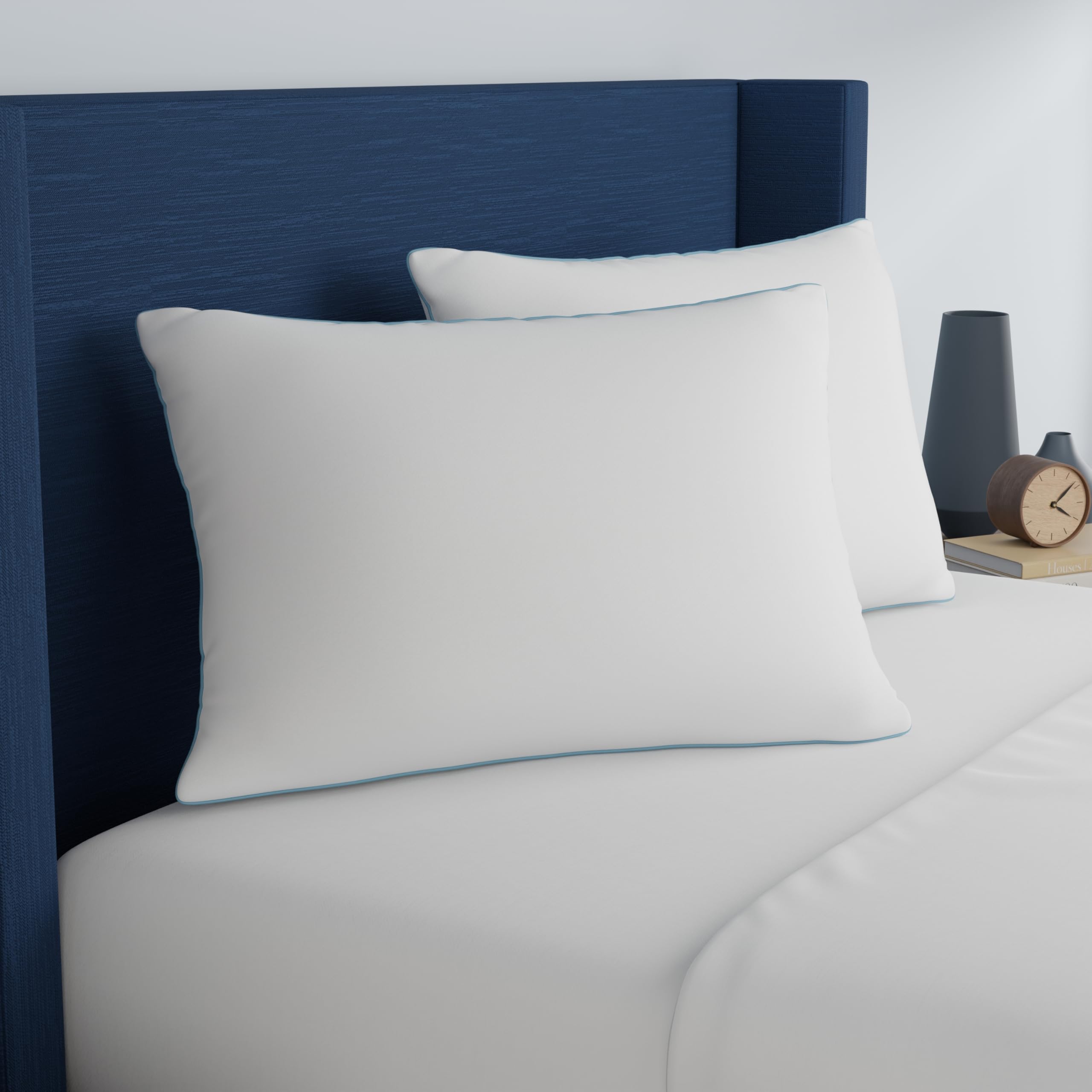 SEALY Perfect Temp Bed Pillows, Plush 100% Cotton Cover, Soft, Breathable, Temperature Balancing, Moisture Wicking, Hypoallergenic EverFluff Fiberfill, Machine Washable, Standard/Queen, White- 2 Pack - Image 5