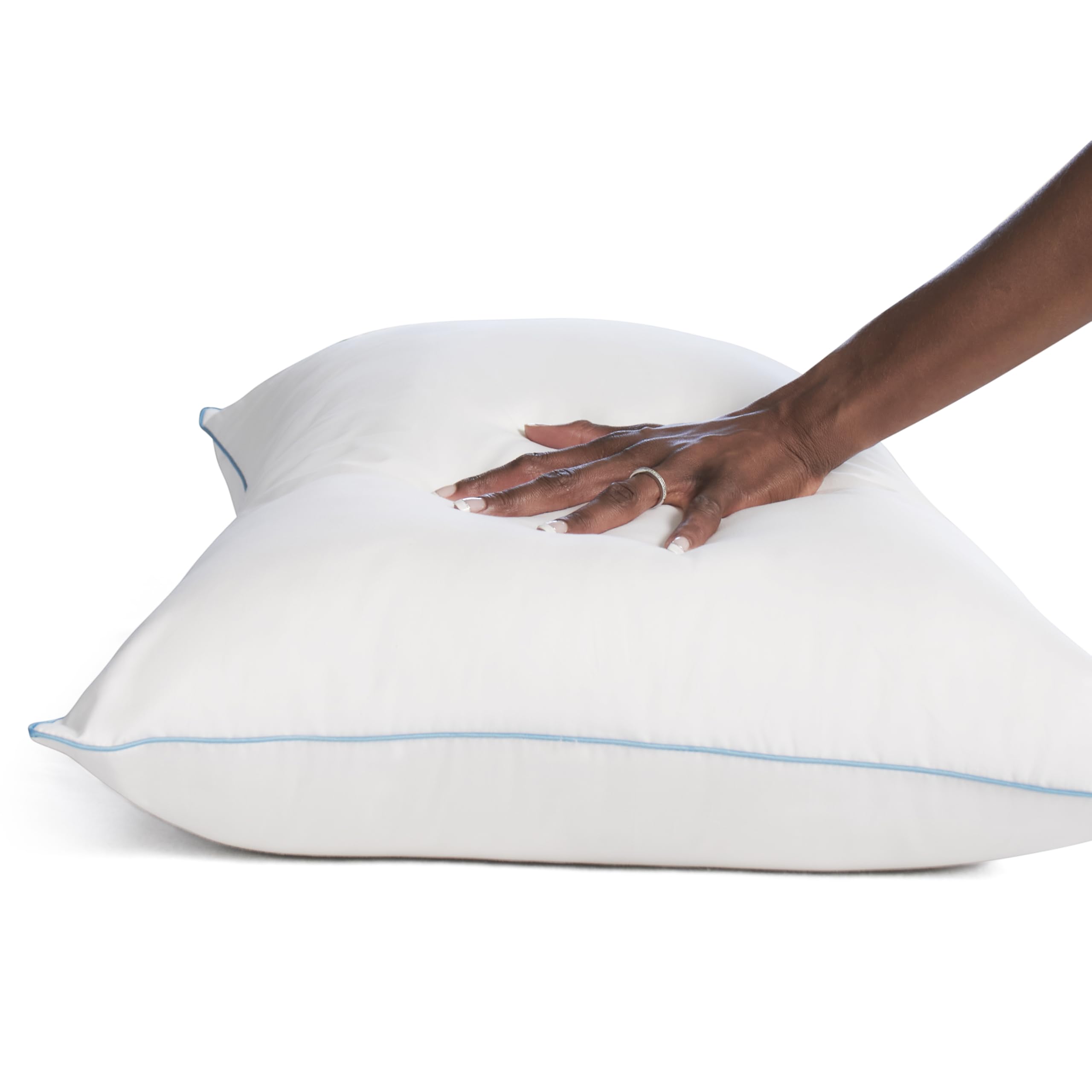 SEALY Slumber Bed Pillow Soft, Breathable, 100% Cotton Cover, Temperature Balancing, Moisture Wicking, Hypoallergenic EverFluff Fiberfill, Machine Washable, Standard/Queen Size Pillow, White- 2 Pack - Image 4