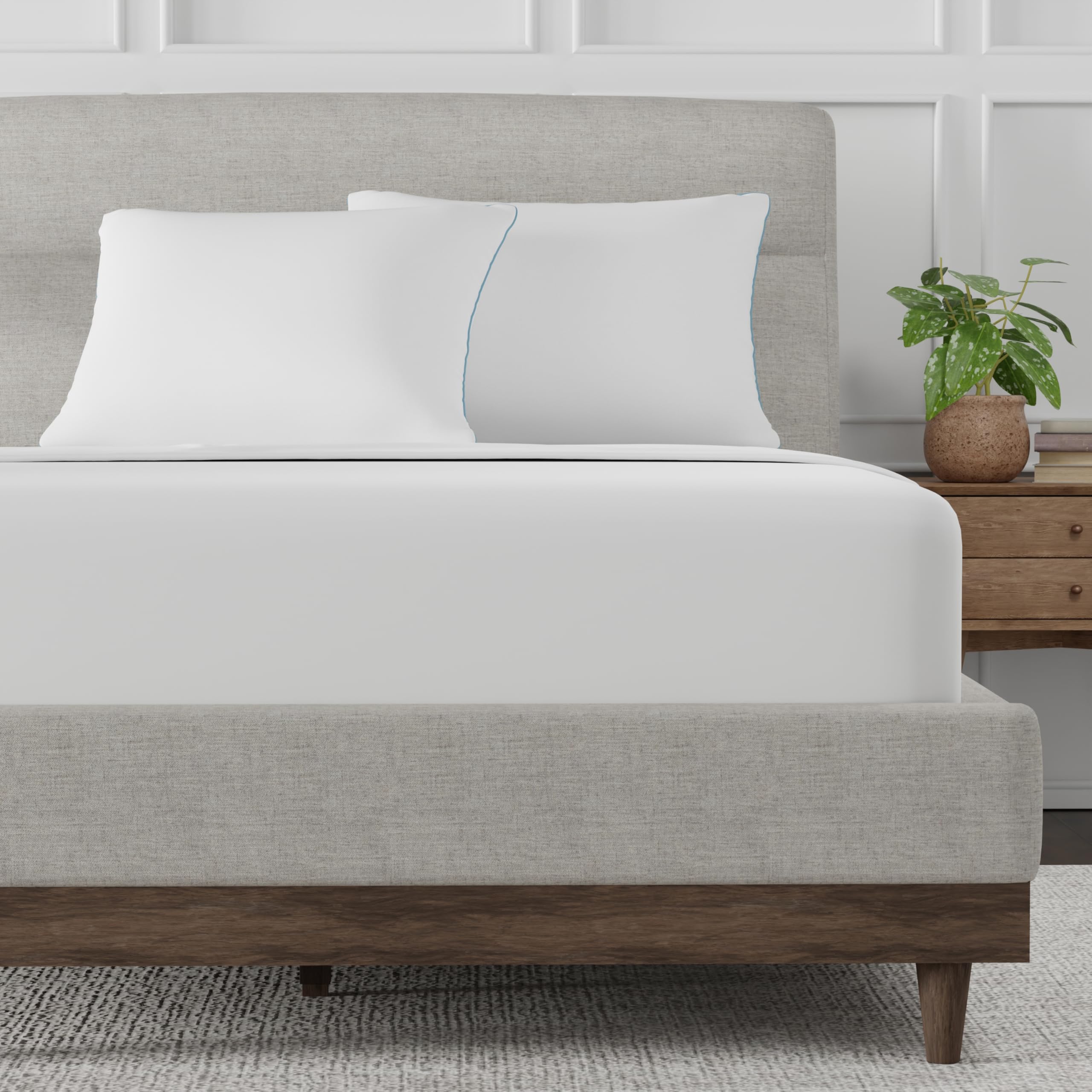 SEALY Slumber Bed Pillow Soft, Breathable, 100% Cotton Cover, Temperature Balancing, Moisture Wicking, Hypoallergenic EverFluff Fiberfill, Machine Washable, Standard/Queen Size Pillow, White- 2 Pack - Image 6