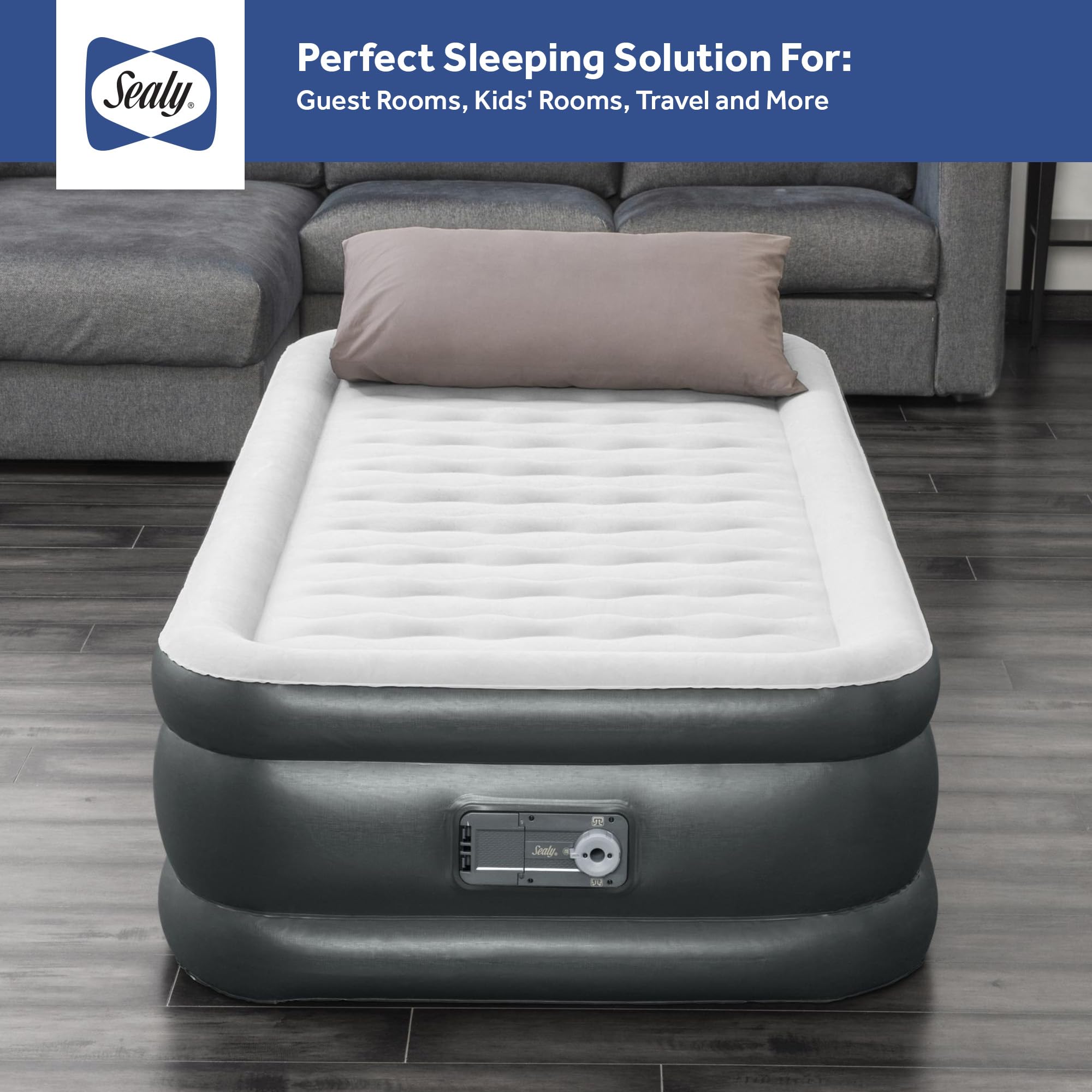 Sealy Tritech Twin Sized 18" Air Mattress Bed 2 Person w/Built-in AC Pump & Bag - Image 3